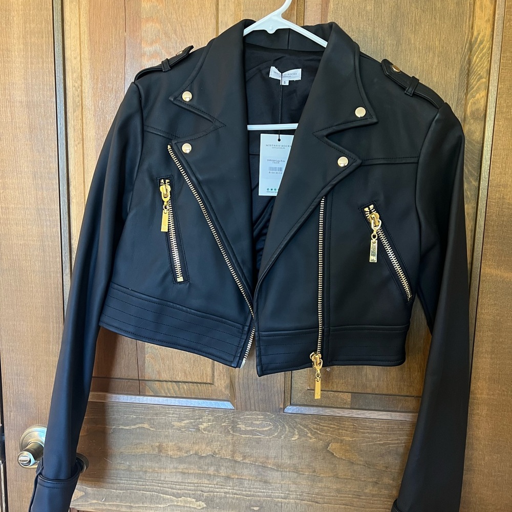 Mistress Rocks Black Leather Crop Jacket